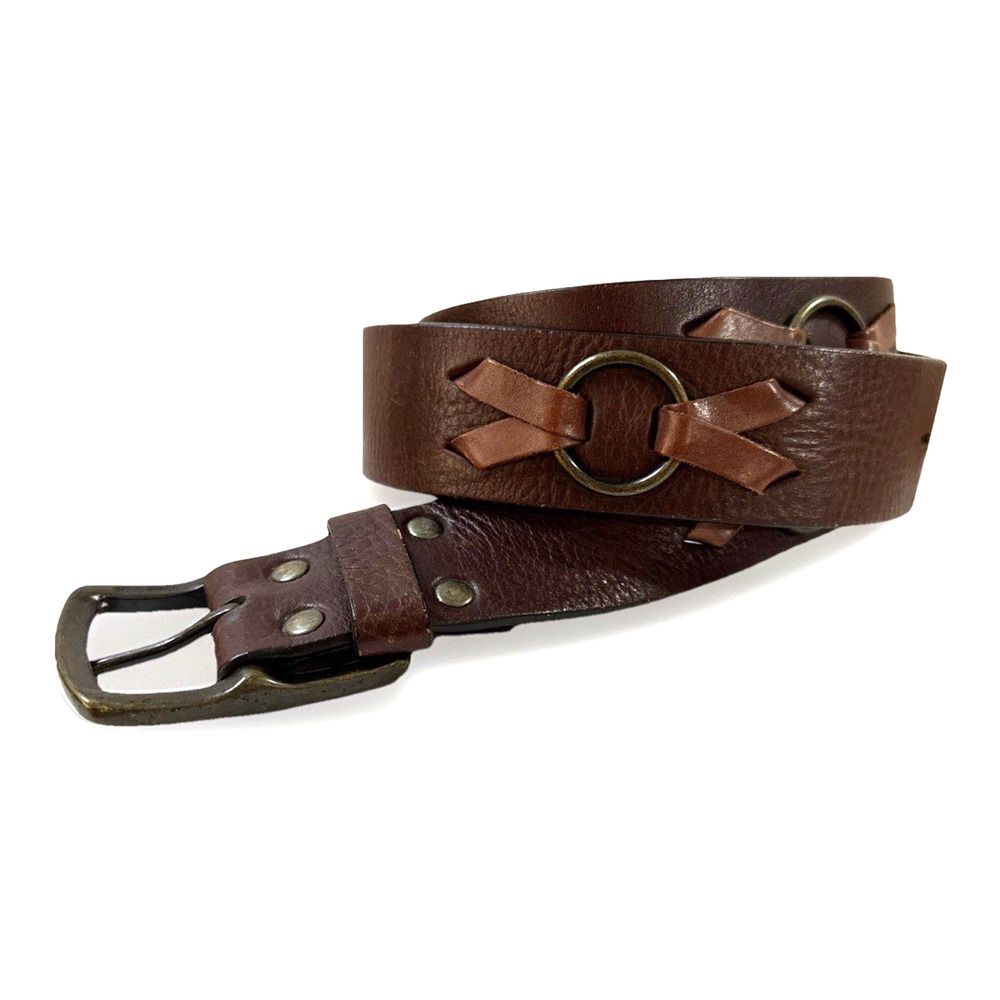 Vintage Wide XL Brown Leather Belt - Y2K Boho Medieval Steampunk Chunky Waist